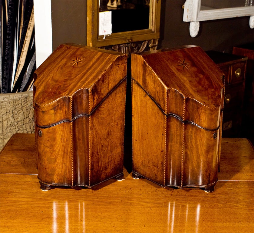 PAIR Sheraton Knife Presentation Boxes 19thc